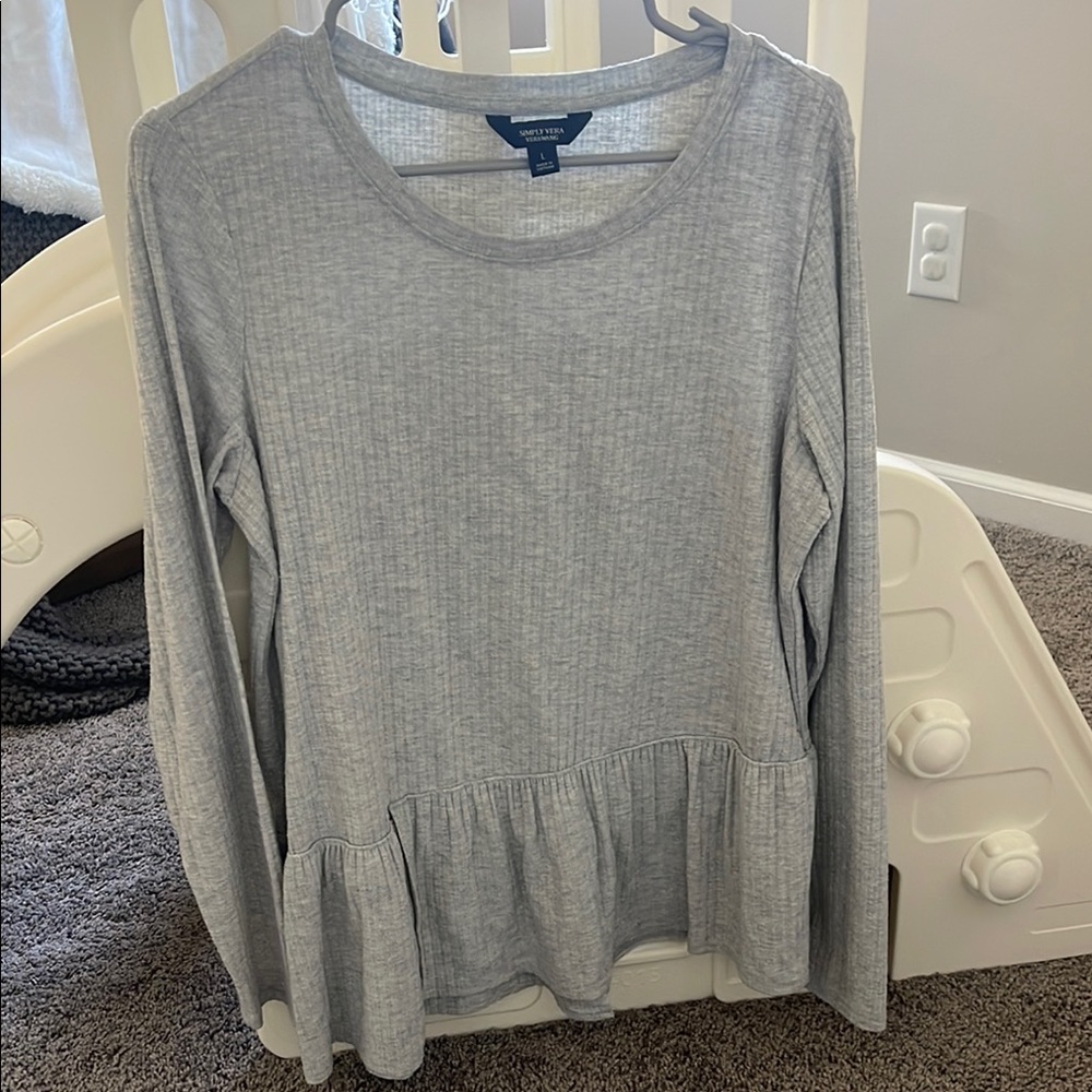 Gray Long Sleeve Top